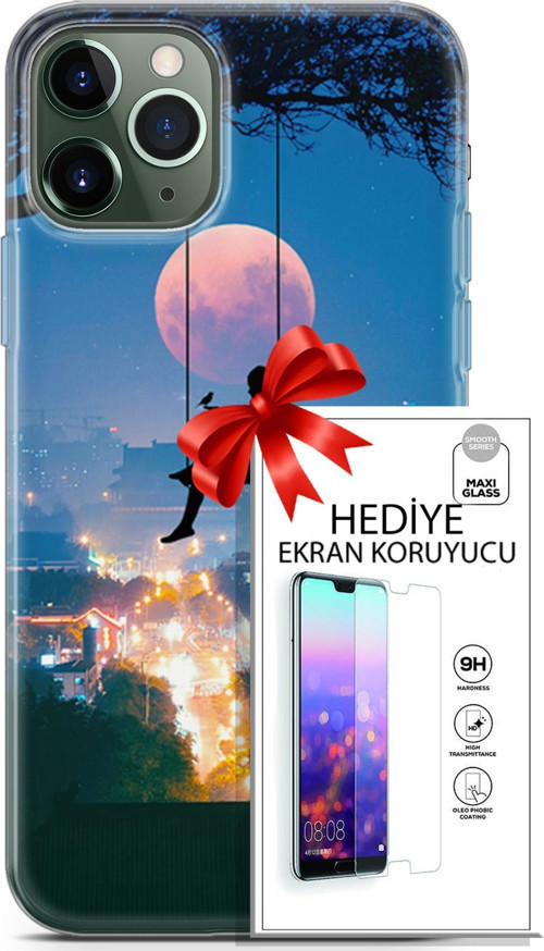 Apple İphone 11 Pro Max Kılıf Orijinal Seri Fantasy 30 Ay Salıncak Kenarları Şeffaf Kapak Ve Ekran Koruyucu