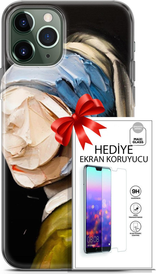 Apple İphone 11 Pro Max Kılıf Orijinal Seri Soul 03 Yüzü Olmayan Kadın Arka Kapak + Ekran Koruyucu