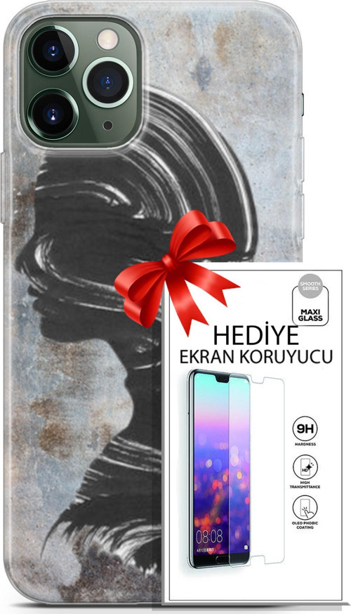 Apple İphone 11 Pro Max Kılıf Orijinal Seri Soul 18 Silüet Parlak Kılıf + Ekran Koruyucu Full Koruma