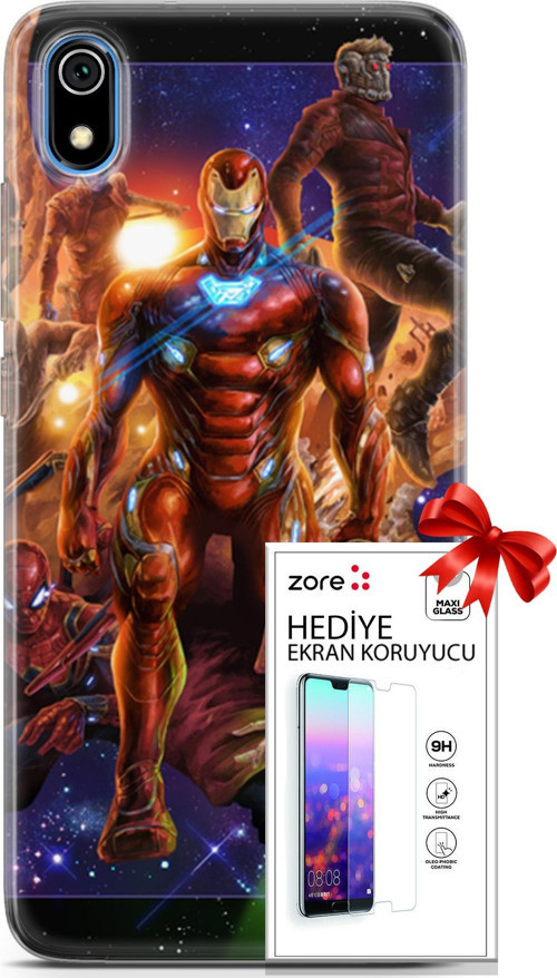 Xiaomi Redmi 7A Kılıf Orijinal Seri Supers 28 Avengers Endgame İz Bırakmayan Kılıf + Ön Ekran Koruyucu