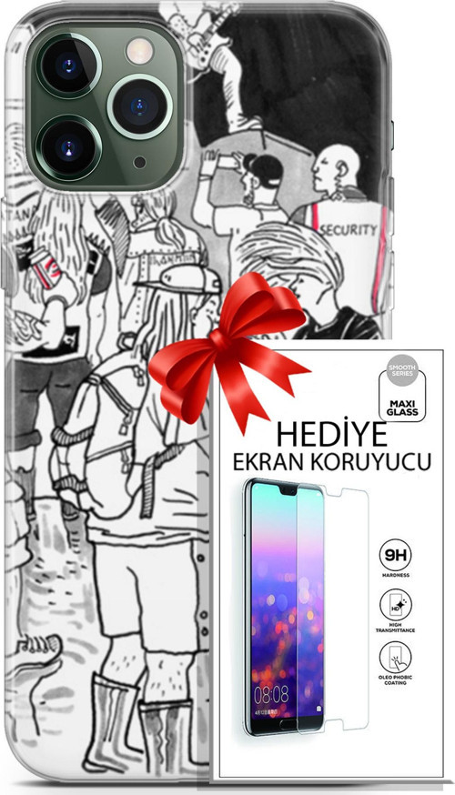 Apple İphone 11 Pro Max Kılıf Orijinal Seri Punky 17 Party Yumuşak Kılıf + Ekran Koruyucu