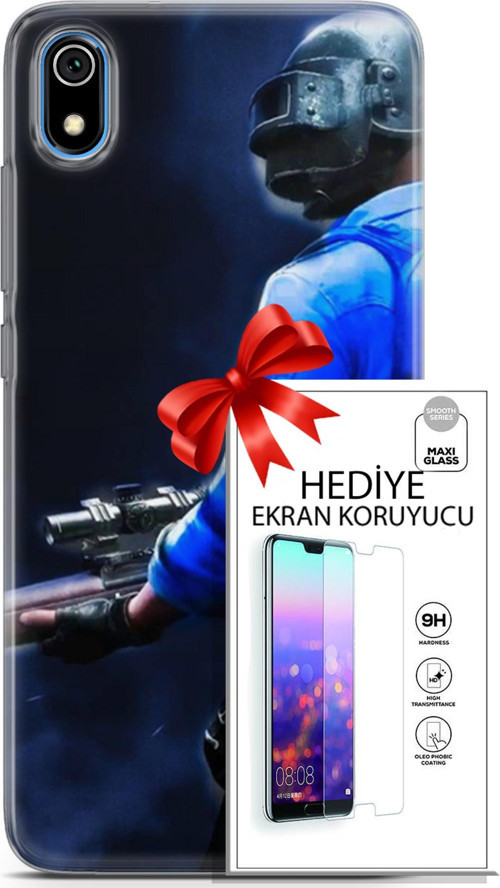 Xiaomi Redmi 7A Kılıf Orijinal Seri Pubg 12 Mavi Gömlekli Tasarım Kılıf + Ekran Koruyucu