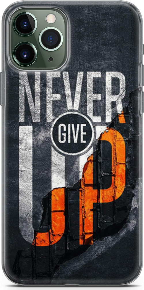 Apple İphone 11 Pro Max Kılıf Orijinal Seri Typo 29 Never Give Up Leke Tutmaz Kapak