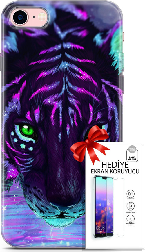 Apple İphone 7 - 8 Kılıf Orijinal Seri Algorand 16 Pembe Neon Hediyelik Kılıf Ve Ekran Koruyucu