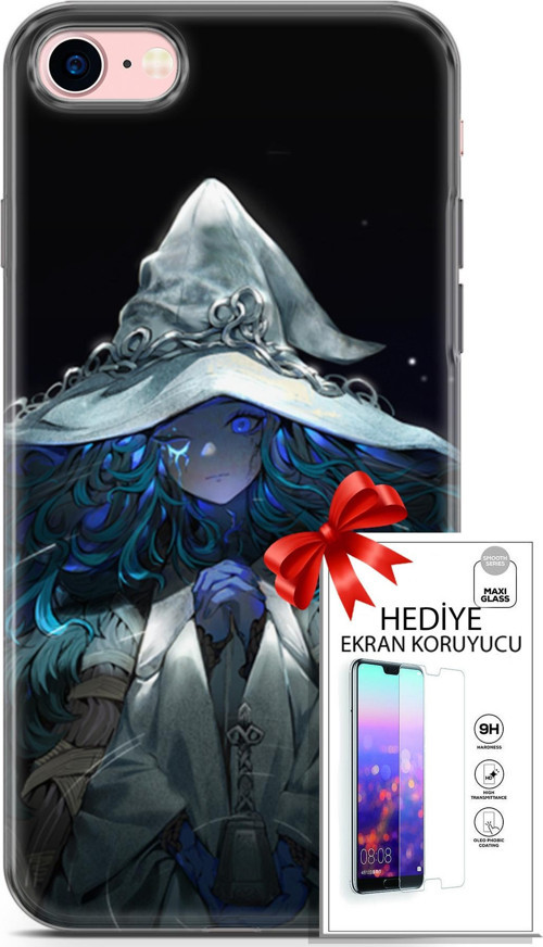 Apple İphone 7 - 8 Kılıf Orijinal Seri Cardano 28 Şapkalı Kız İz Bırakmayan Kılıf + Ön Ekran Koruyucu