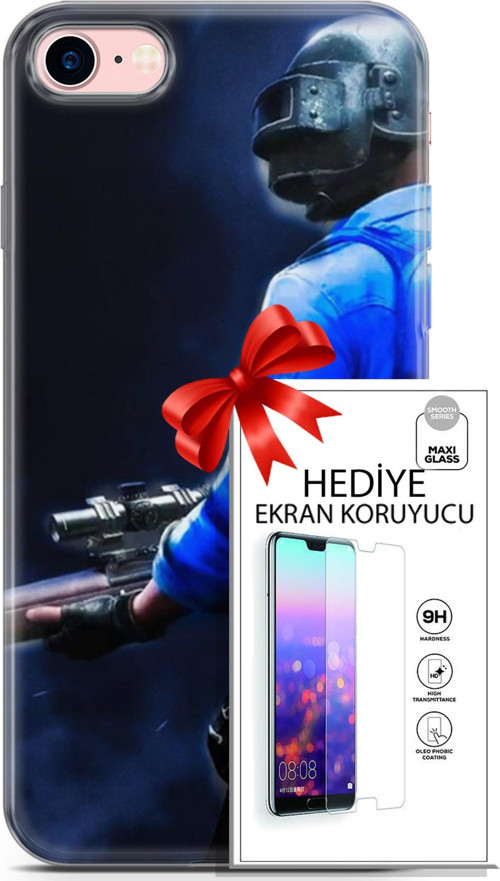 Apple İphone 7 - 8 Kılıf Orijinal Seri Pubg 12 Mavi Gömlekli Tasarım Kılıf + Ekran Koruyucu