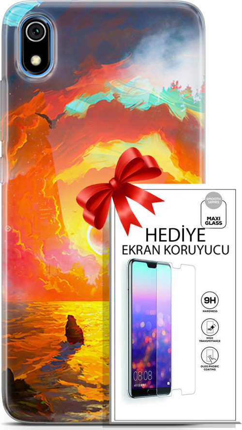 Xiaomi Redmi 7A Kılıf Orijinal Seri Neo 21 Tabancalı Darbe Önleyici Kapak + Ön Ekran Koruyucu