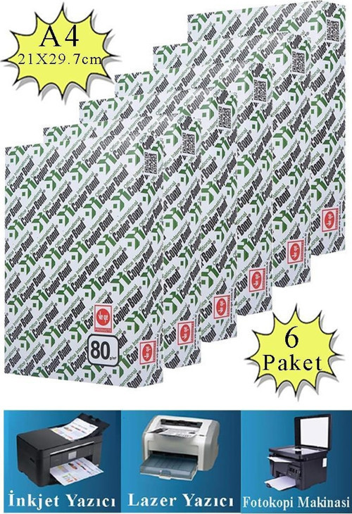 Fotokopi Kağıdı A4 80 gr 500 lü 6 Paket Copierbond Fotokopi Kağıdı Lazer İnkjet ve Fotokopi Makineleri İçin Uyumlu