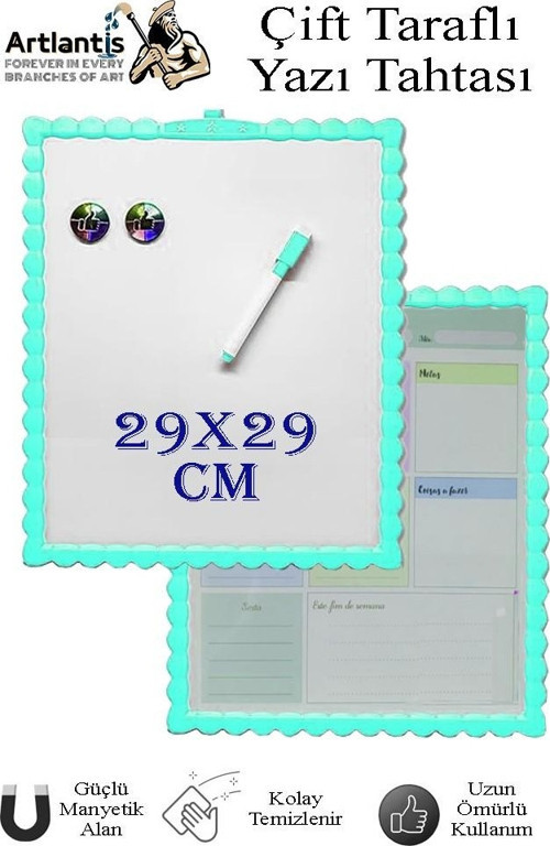 Manyetik Çift Taraflı Yazı Tahtası Renkli 29x29 cm 1 Adet Çocuklar için Silinebilir Mıknatıslı Yazı Tahtası Plastik