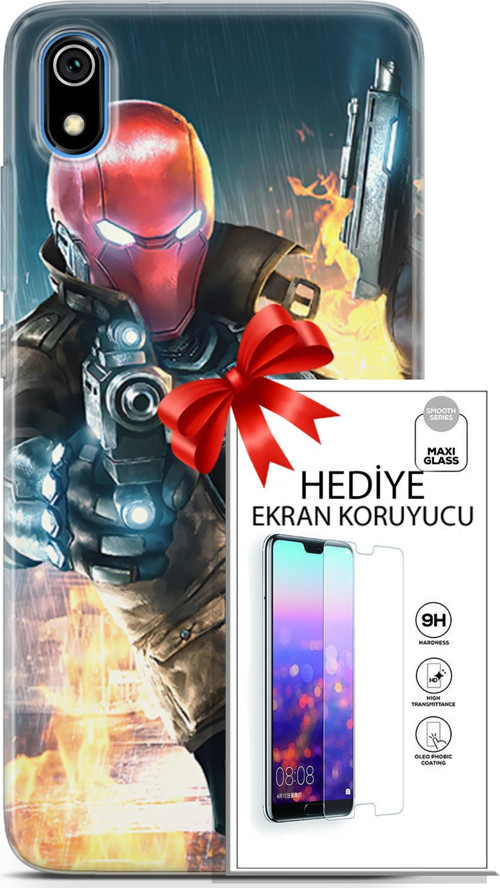Xiaomi Redmi 7A Kılıf Orijinal Seri Dc 29 Red Hood Leke Tutmaz Kapak + Ekran Koruyucu