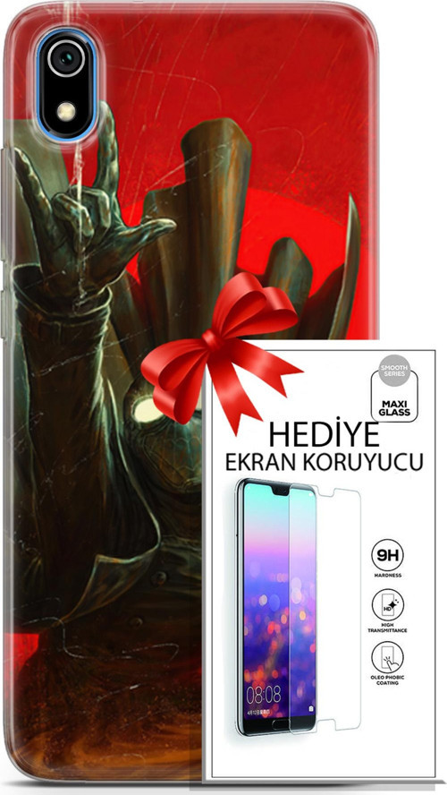 Xiaomi Redmi 7A Kılıf Orijinal Seri Dc 18 Spider Man Noir Parlak Kılıf + Ekran Koruyucu Full Koruma