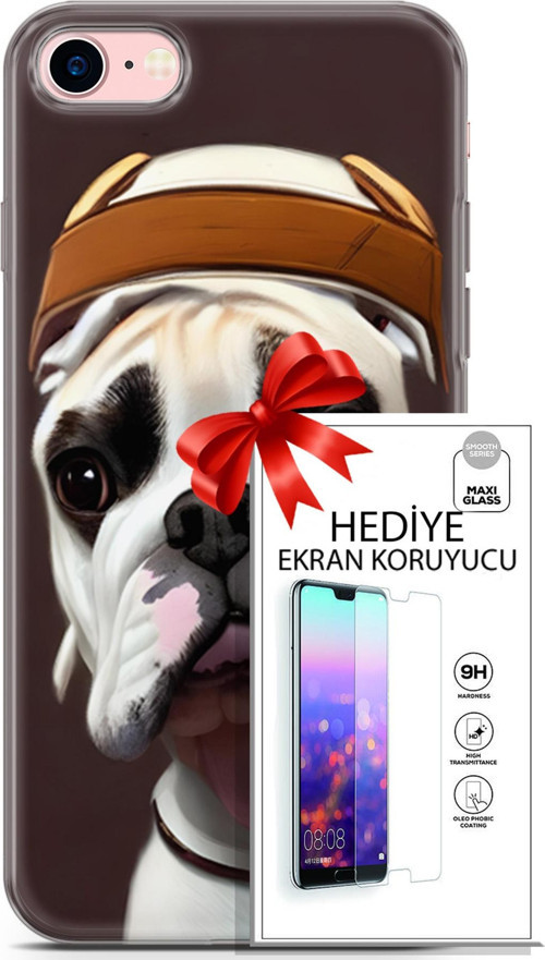 Apple İphone 7 - 8 Kılıf Orijinal Seri Dogs 26 Mastiff Soft Kapak + Ekran Koruyucu