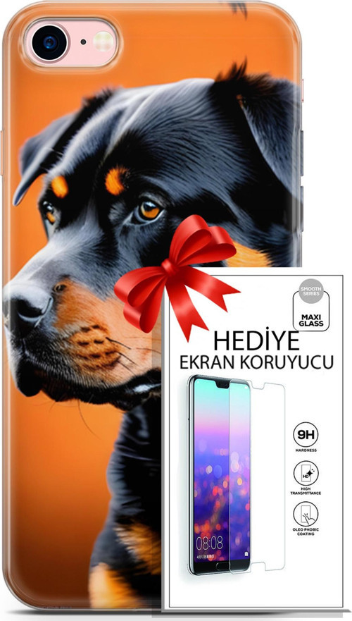 Apple İphone 7 - 8 Kılıf Orijinal Seri Dogs 23 Rottweiler Telefon Kabı Ve Ekran Koruyucu