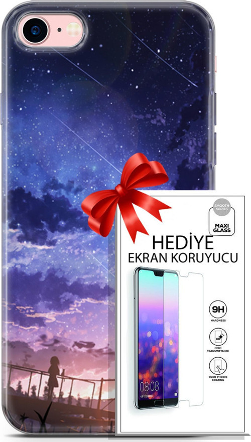 Apple İphone 7 - 8 Kılıf Orijinal Seri Fantasy 09 Kayan Yıldızlar Uv Kılıf Ve Ekran Koruyucu
