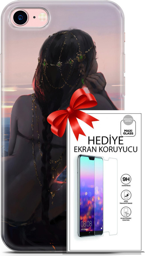 Apple İphone 7 - 8 Kılıf Orijinal Seri Fantasy 25 Örgü Saç Soyulmayan Kılıf + Ekran Koruyucu Full Koruma