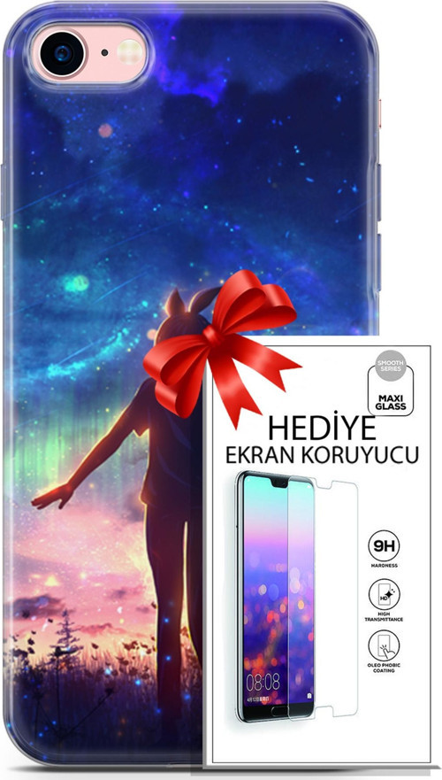 Apple İphone 7 - 8 Kılıf Orijinal Seri Fantasy 26 Tavşan Kulaklı Soft Kapak + Ekran Koruyucu
