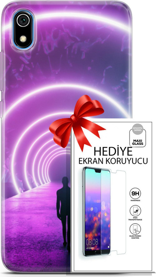 Xiaomi Redmi 7A Kılıf Orijinal Seri Cyberpunk 26 Daire Neon Soft Kapak + Ekran Koruyucu
