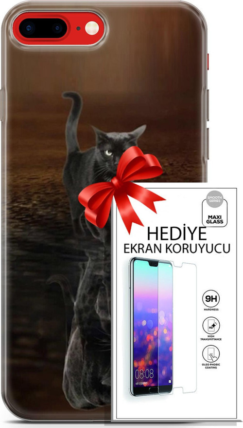 Apple İphone 7 Plus - 8 Plus Kılıf Orijinal Seri Scotish-British 16 Siyah Rus Kedisi Hediyelik Kılıf