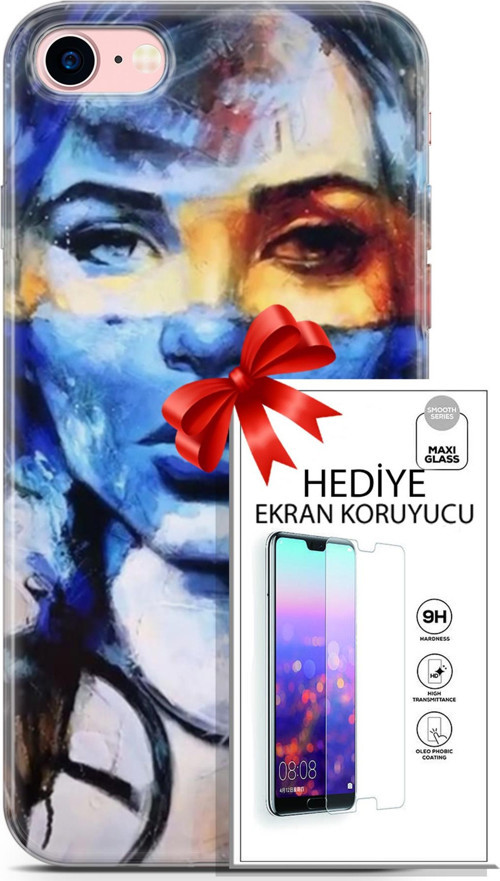 Apple İphone 7 - 8 Kılıf Orijinal Seri Soul 13 Mavi Sarı Case Kapak Ekran Koruyucu