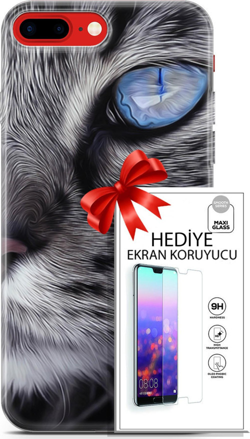 Apple İphone 7 Plus - 8 Plus Kılıf Orijinal Seri Scotish-British 30 Norveç Orman Kedisi Kenarları Şeffaf Kılıf