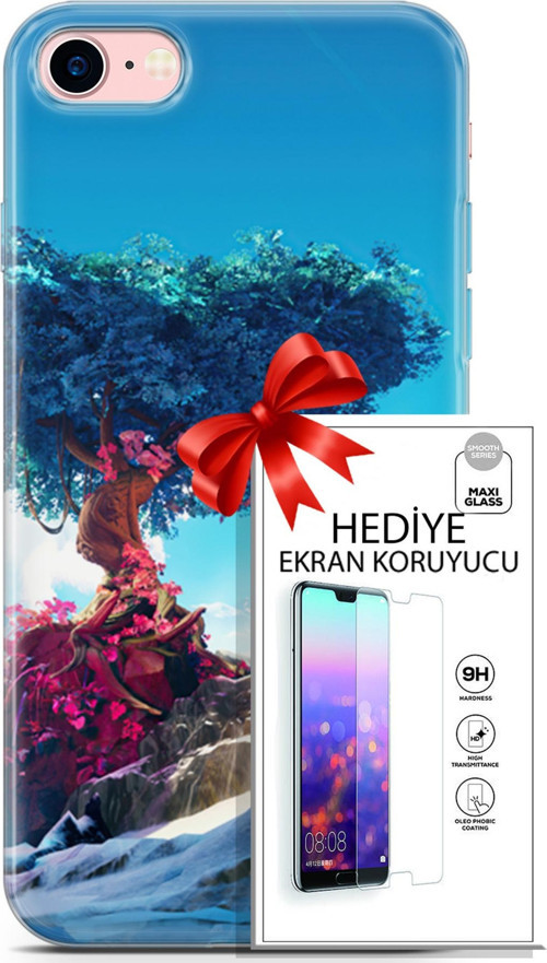 Apple İphone 7 - 8 Kılıf Orijinal Seri Neo 04 Spiderman Silikon Kılıf + Ekran Koruyucu Full Koruma