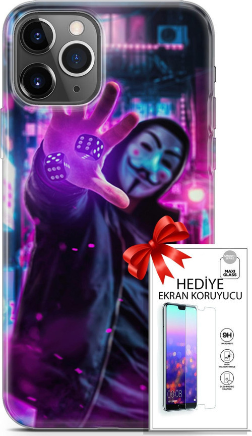 Apple İphone 11 Pro Kılıf Orijinal Seri Algorand 04 Zarlar Silikon Kılıf + Ekran Koruyucu Full Koruma
