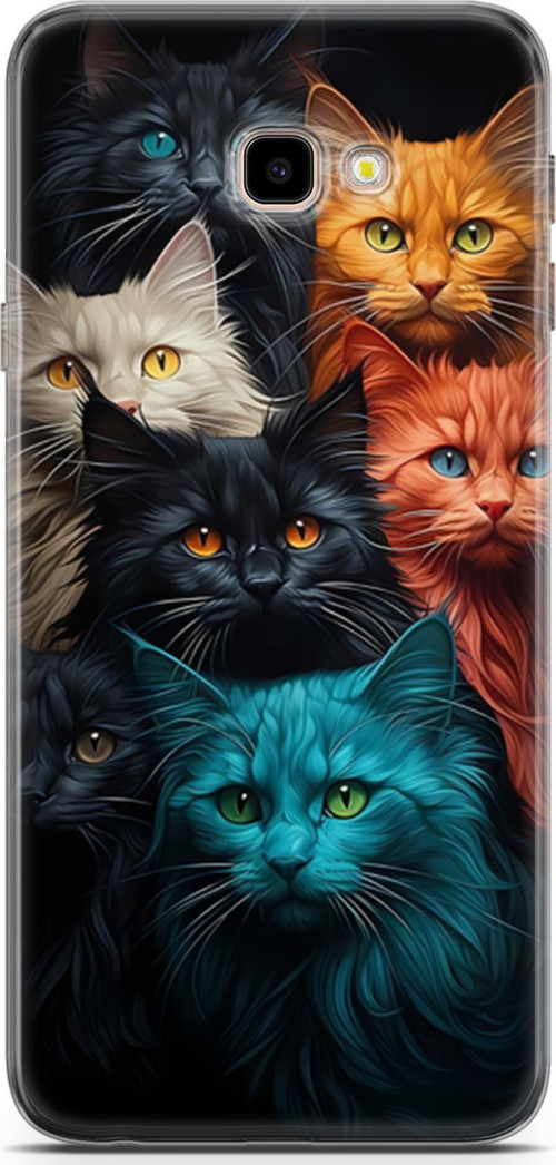 Galaxy J4 Plus Uyumlu Kılıf Yapayzeka 27 Kuzen Kediler Lazer Kesim Silikon