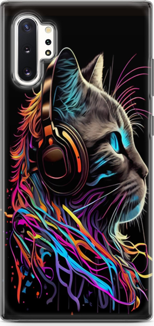Galaxy Note 10 Plus Uyumlu Kılıf Yapayzeka 25 DJ Kedi Soyulmayan Kılıf