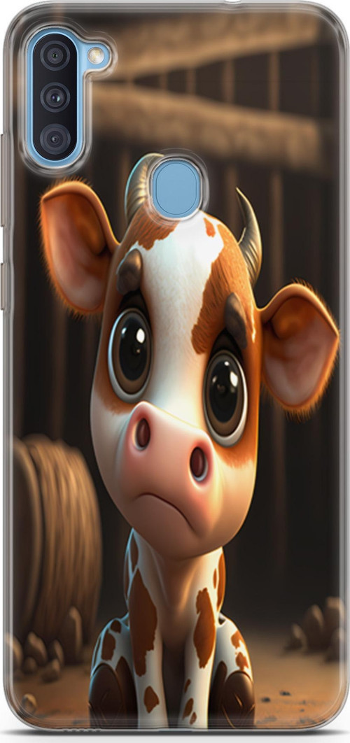 Galaxy A11 Uyumlu Kılıf Yapayzeka 21 Cute Cow Darbe Önleyici Kapak
