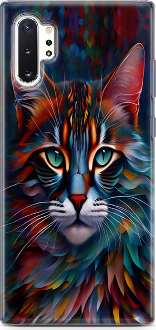 Galaxy Note 10 Plus Uyumlu Kılıf Yapayzeka 28 Colorful Cat İz Bırakmayan Kılıf