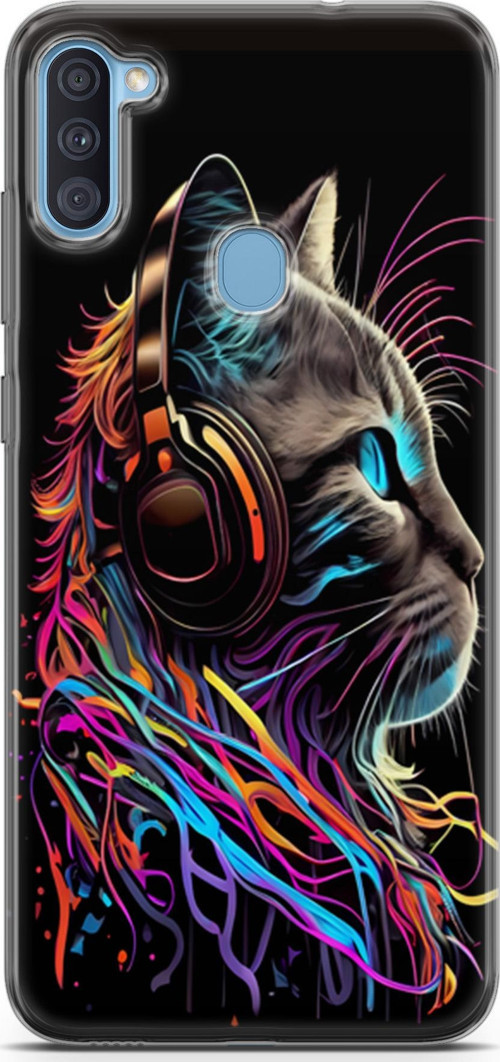 Galaxy A11 Uyumlu Kılıf Yapayzeka 25 DJ Kedi Soyulmayan Kılıf