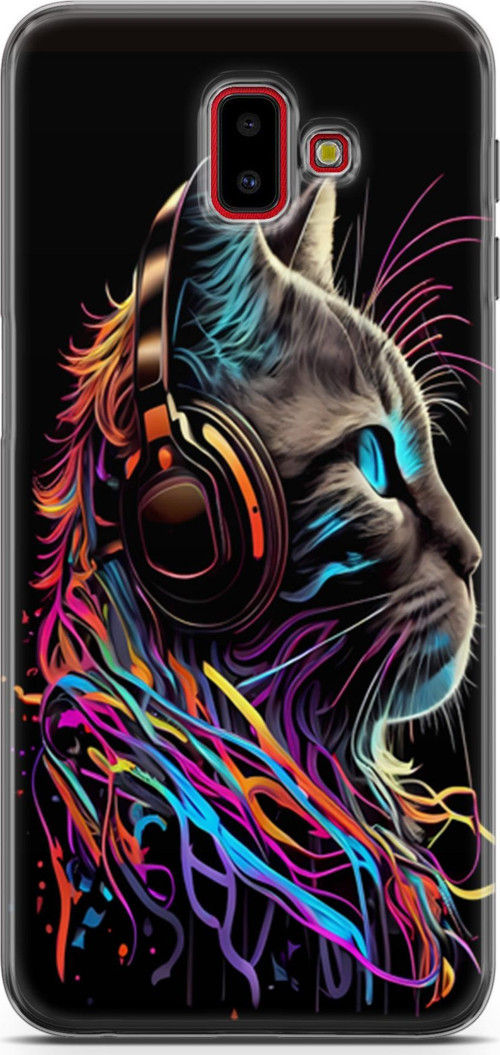 Galaxy J6 Plus Uyumlu Kılıf Yapayzeka 25 DJ Kedi Soyulmayan Kılıf