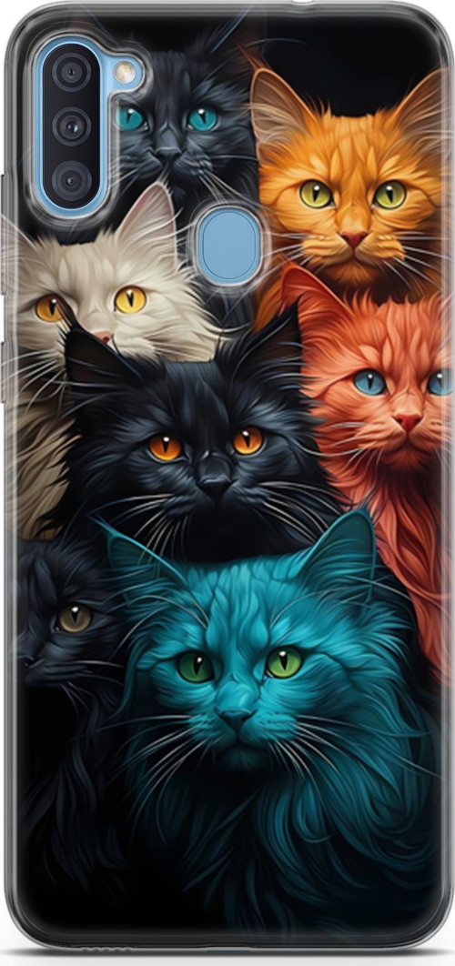 Galaxy A11 Uyumlu Kılıf Yapayzeka 27 Kuzen Kediler Lazer Kesim Silikon