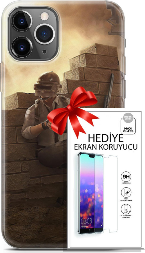 Apple İphone 11 Pro Kılıf Orijinal Seri Pubg 04 Oyun Karakterleri Silikon Kılıf + Ekran Koruyucu Ful