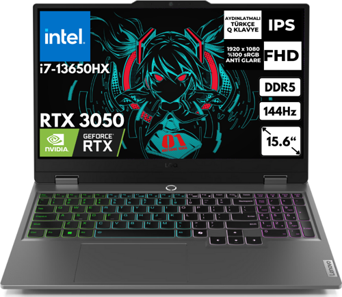 LOQ 15IRX9 i7 13650HX 64-GBDDR5 512 GB SSD RTX 3050 6GB 15.6" Win 11 Pro 83DV011ATRAR87