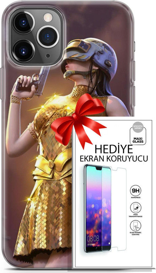 Apple İphone 11 Pro Kılıf Orijinal Seri Pubg 21 Anna Darbe Önleyici Kapak + Ön Ekran Koruyucu