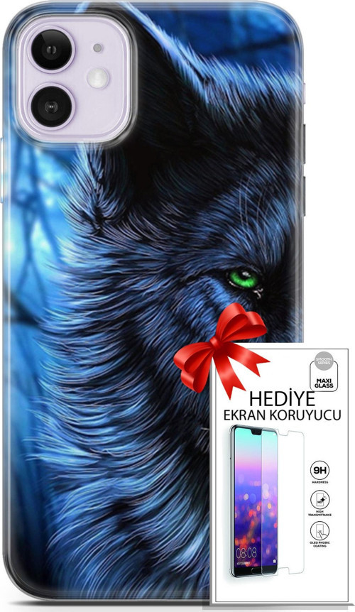 Apple İphone 11 Kılıf Orijinal Seri Cardano 16 Kurt Yeşil Göz Hediyelik Kılıf Ve Ekran Koruyucu