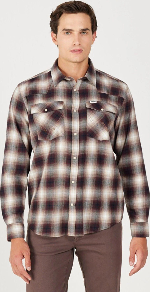 Loose Fit Rahat Kesim Pamuklu Bej Bordo Ekoseli Erkek Gömlek - W556B3