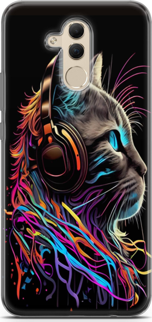 Huawei Mate 20 Lite Uyumlu Kılıf Yapayzeka 25 DJ Kedi Soyulmayan Kılıf