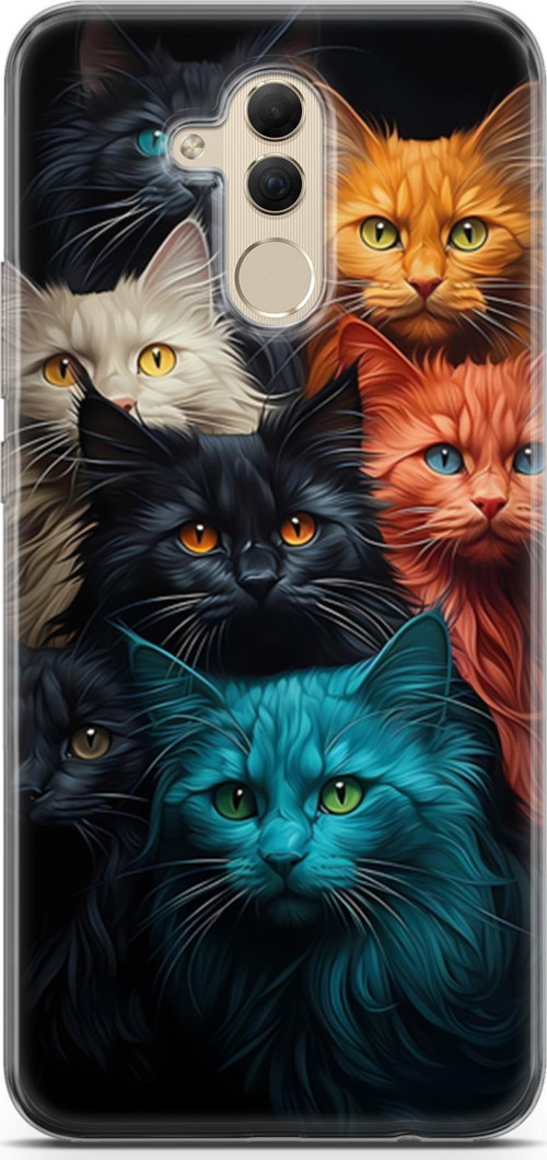 Huawei Mate 20 Lite Uyumlu Kılıf Yapayzeka 27 Kuzen Kediler Lazer Kesim Silikon