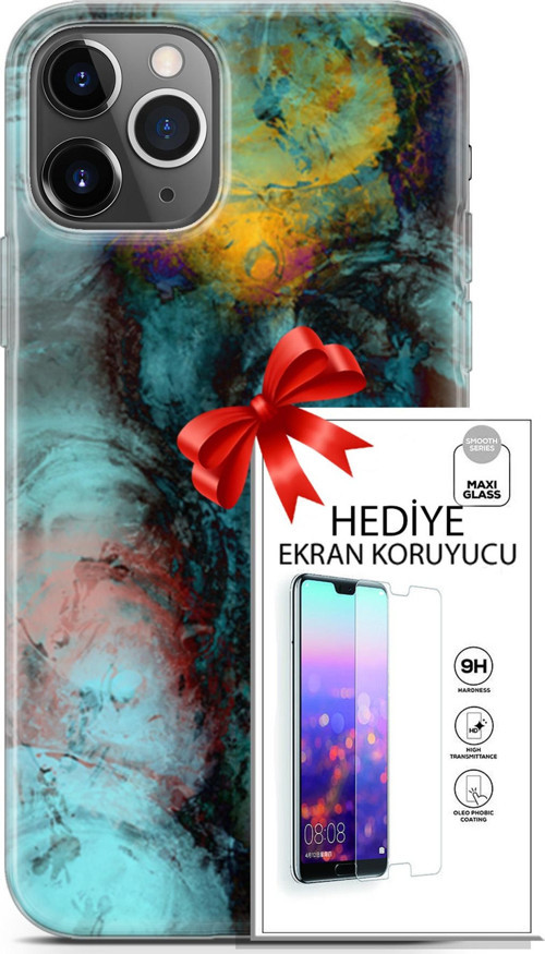 Apple İphone 11 Pro Kılıf Orijinal Seri Nature 14 Dalgalar Cover Kılıf + Ön Ekran Koruyucu