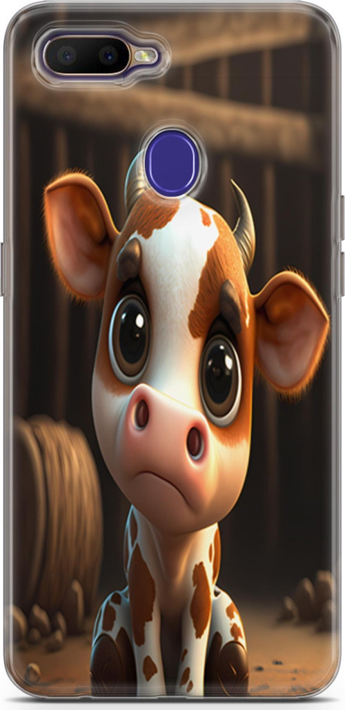 Oppo RX17 Neo Uyumlu Kılıf Yapayzeka 21 Cute Cow Darbe Önleyici Kapak
