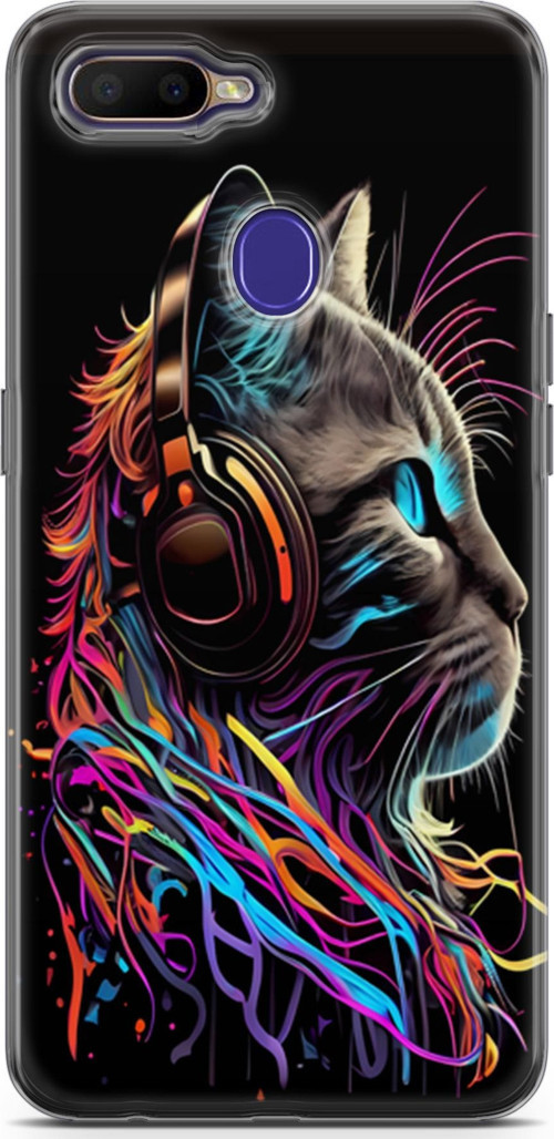 Oppo RX17 Neo Uyumlu Kılıf Yapayzeka 25 DJ Kedi Soyulmayan Kılıf