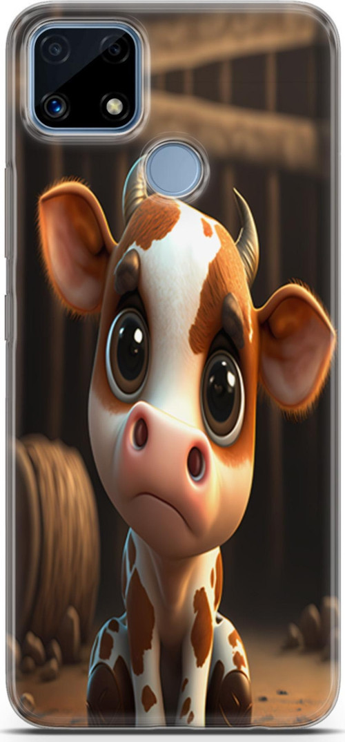 Realme C25 Uyumlu Kılıf Yapayzeka 21 Cute Cow Darbe Önleyici Kapak