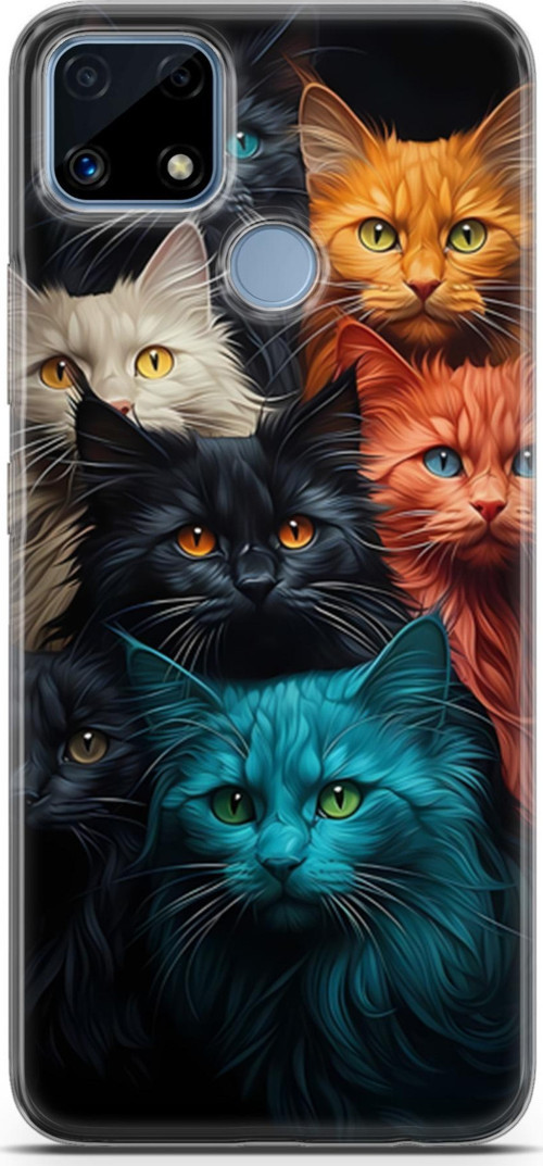 Realme C25 Uyumlu Kılıf Yapayzeka 27 Kuzen Kediler Lazer Kesim Silikon