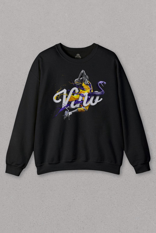 Siyah Sweatshirt Kobe Bryant Black Mamba Logo Basketball Baskılı Unisex Sweat PSW01S-1431