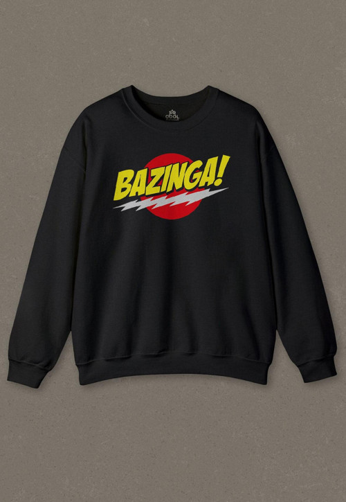 Siyah Unisex Sweatshirt Bazinga Şaka The Big Bang Theory Sheldon Funny Baskılı Sweat