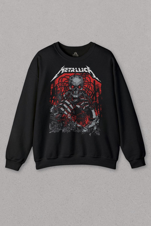 Unisex Sweatshirt Metallica Rock Music Metal Skull Kuru Kafa James Lars Kırk Robert Baskılı Sweat