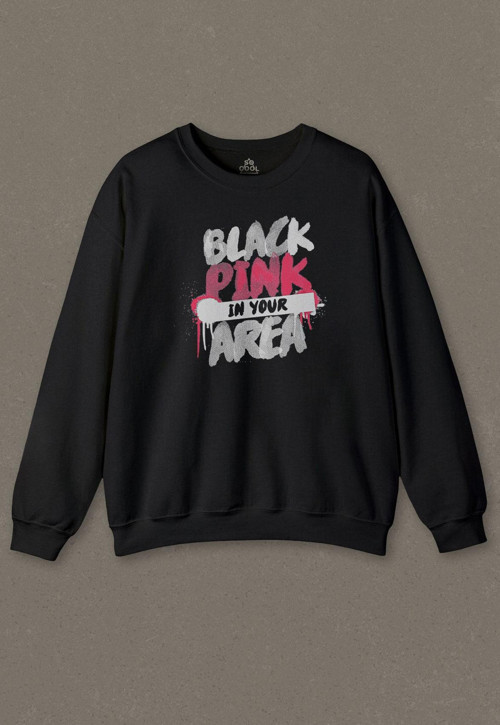 Siyah Unisex Sweatshirt Black Pink BlackPink Kaset Müzik Güney Kore Baskılı Sweat