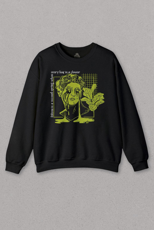 Unisex Sweatshirt Statue Cry Vaporwave Future Heykel Urban Street Culture Baskılı Sweat